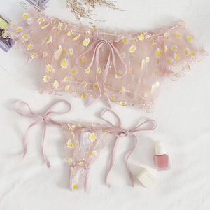 SEXY PINK FLORAL LINGERIE SET ( MEDIUM)